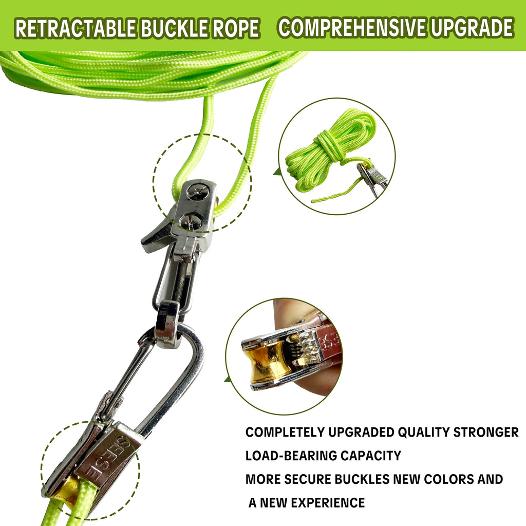 SEESE Retractable Buckle Rope-Adjustable Ropes 2026 New Rope Roller with Accessory Cord - Easy Secure Tie down for Outdoor,Camping, Marine Rope,And Boating Guy Lines ,Tools Gadgets,Truck Stuff ,Car Essentials