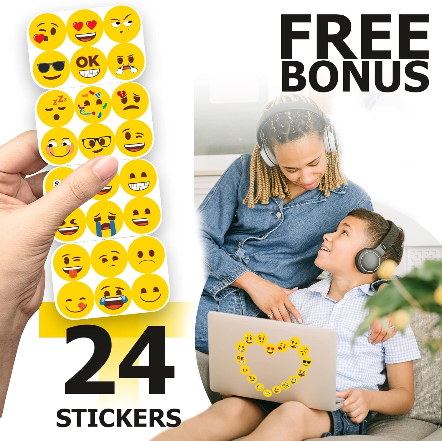 54PCS Emoji Fridge Magnets Cute Locker Magnets with 24 Stickers | Funny Locker Magnets, Refrigerator Magnets and Whiteboard Magnets for Classrooms; Gift Set for Teachers, Family and Friends