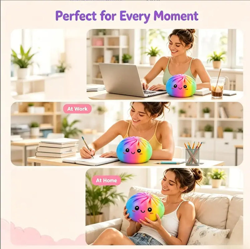 New Giant Glitter Rainbow Dumpling Squishy - 25Cm/15Cm Sizes, Foam Material, Ultra Soft Slow Rebound, Adorable Fidget Toy, Anxiety Relief Sensory Stress Reliever for Kids, Birthday Gift (No Box), Squishies, Fidget Toys