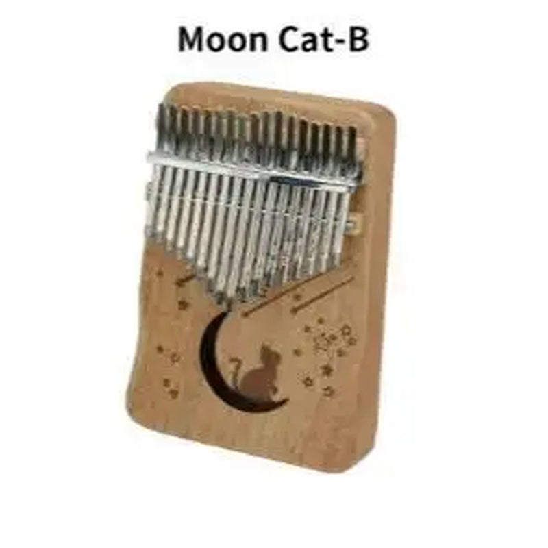 Kalimba Thumb Piano 17 Keys, Portable Mbira Finger Piano Gifts for Kids and Adults Beginners Wood,Summervibes