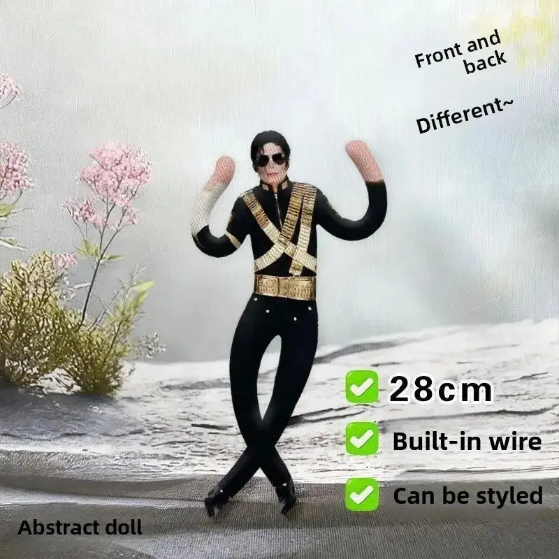 11 Inch Michael Jackson Role-Playing Prop Doll, Plush Toy, Abstract Jointed Figure for Room Decor, Gift Idea, Trendy Character Accessory（6Pcs)