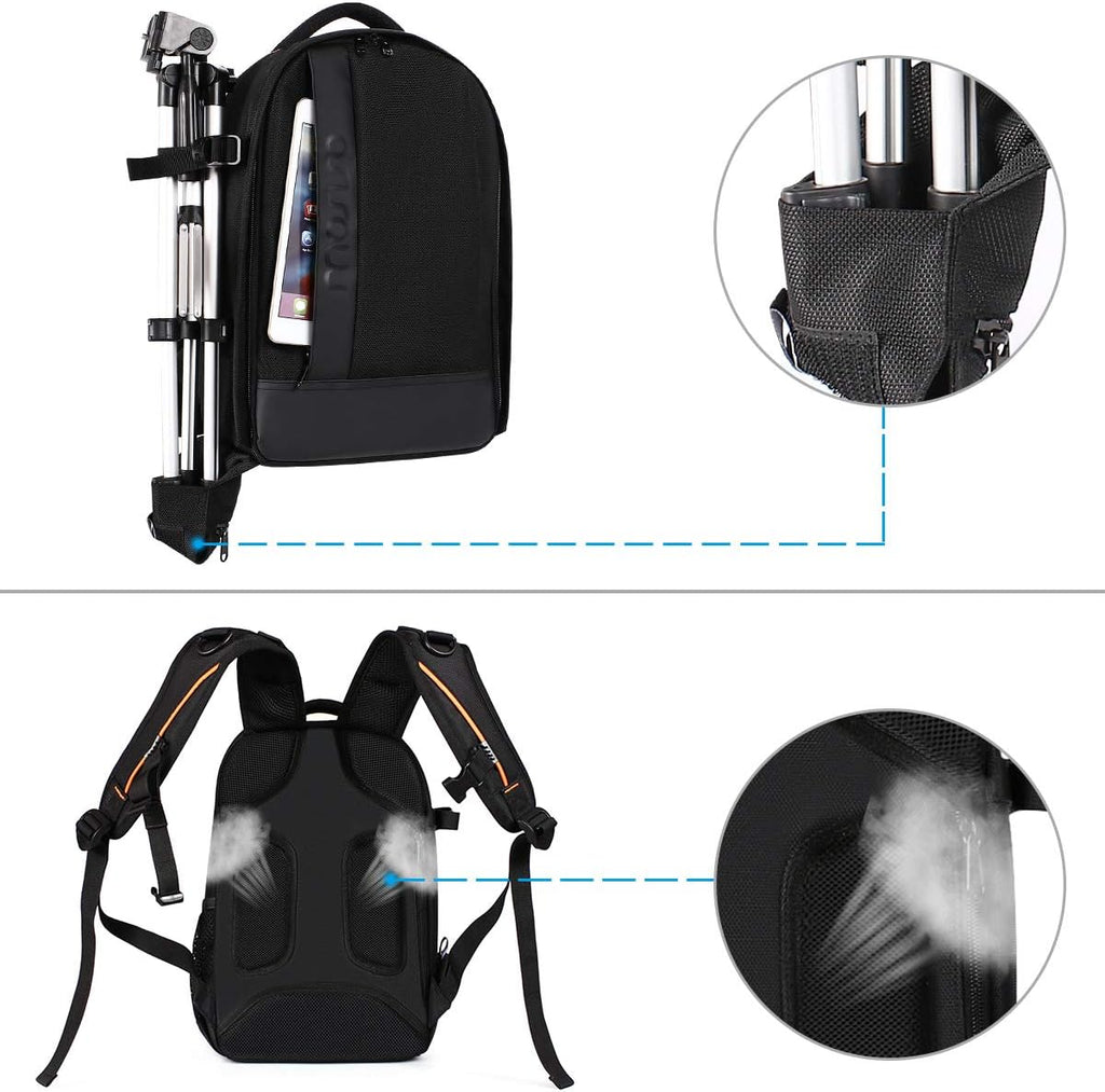 Camera Backpack,Photography Backpack Padded Camera Bag, Black | Dslr/Slr/Mirrorless Shockproof Camera Bag with Customized Modular Inserts&Tripod Holder Compatible with Canon,Nikon,Sony