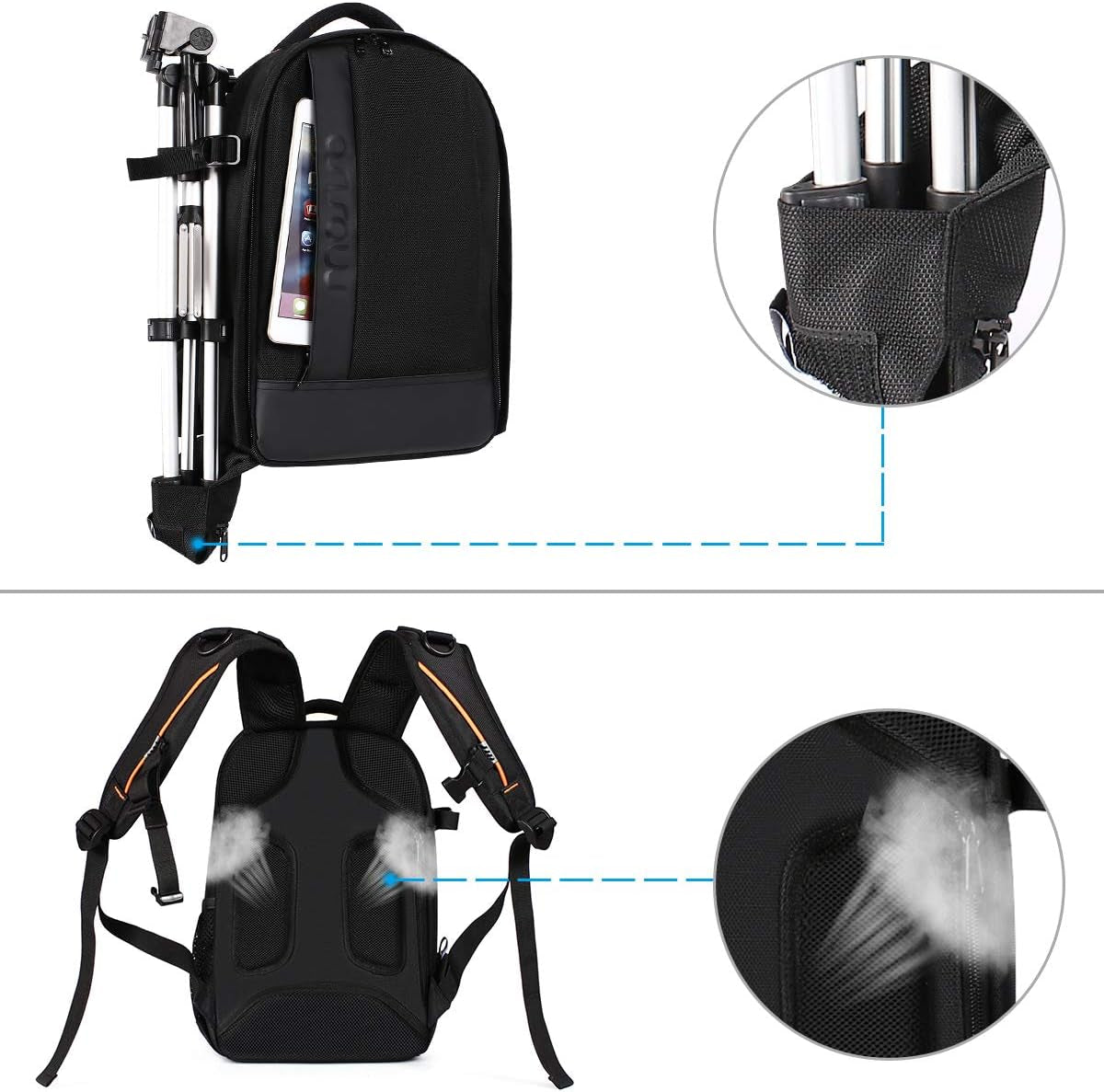Camera Backpack,Photography Backpack Padded Camera Bag, Black | Dslr/Slr/Mirrorless Shockproof Camera Bag with Customized Modular Inserts&Tripod Holder Compatible with Canon,Nikon,Sony