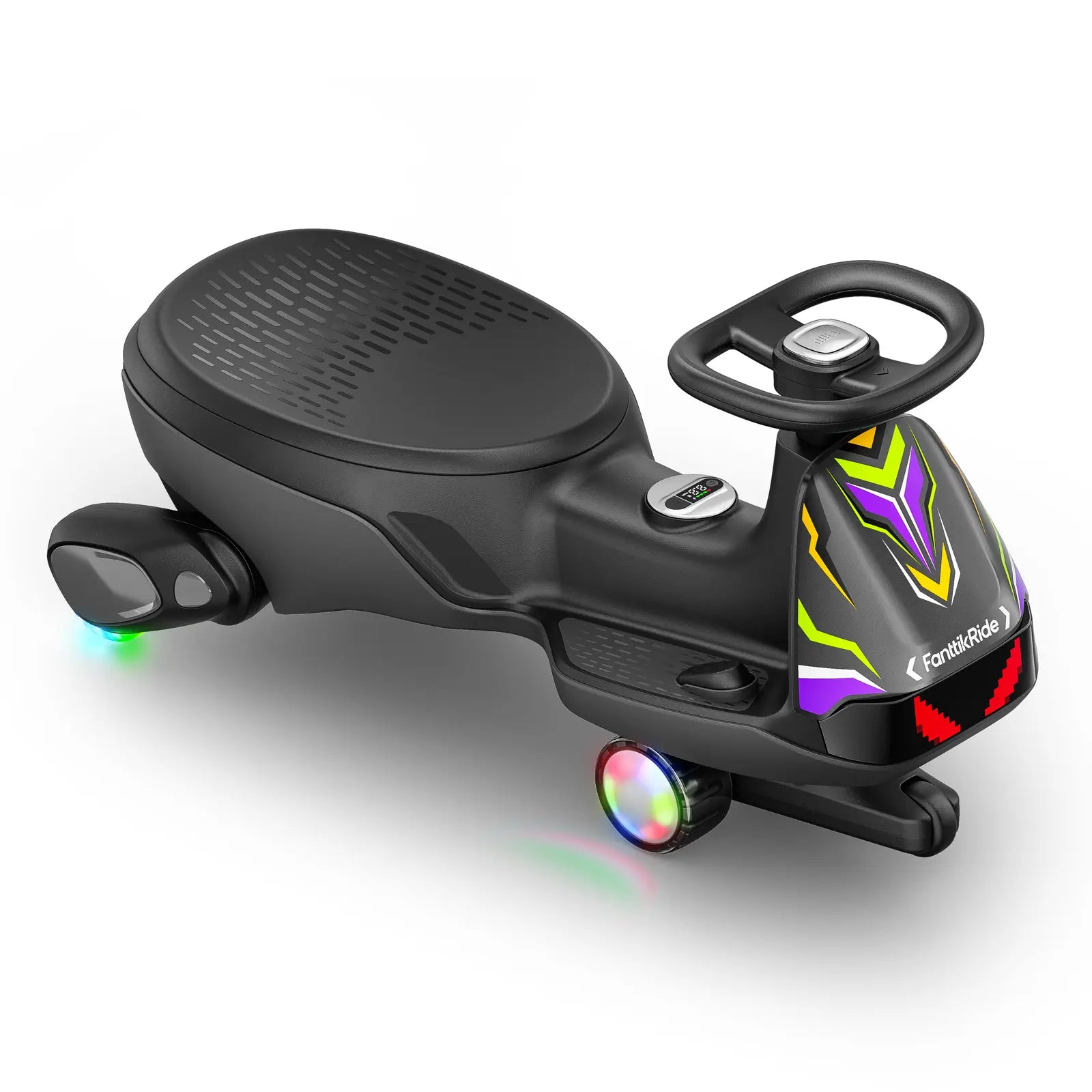 Fanttikride N10 Ultra+ Electric Wiggle Car, Pixel Headlight, App Control, Ultra-Quiet, USB-C Charging, Max 5 Mph, Kids Car with Bluetooth, Anti-Rollover, Pixdrive, for Ages 3+, 150 Lbs, Unisex, 12 Months, 360-Degree Flexible Steering Wheel