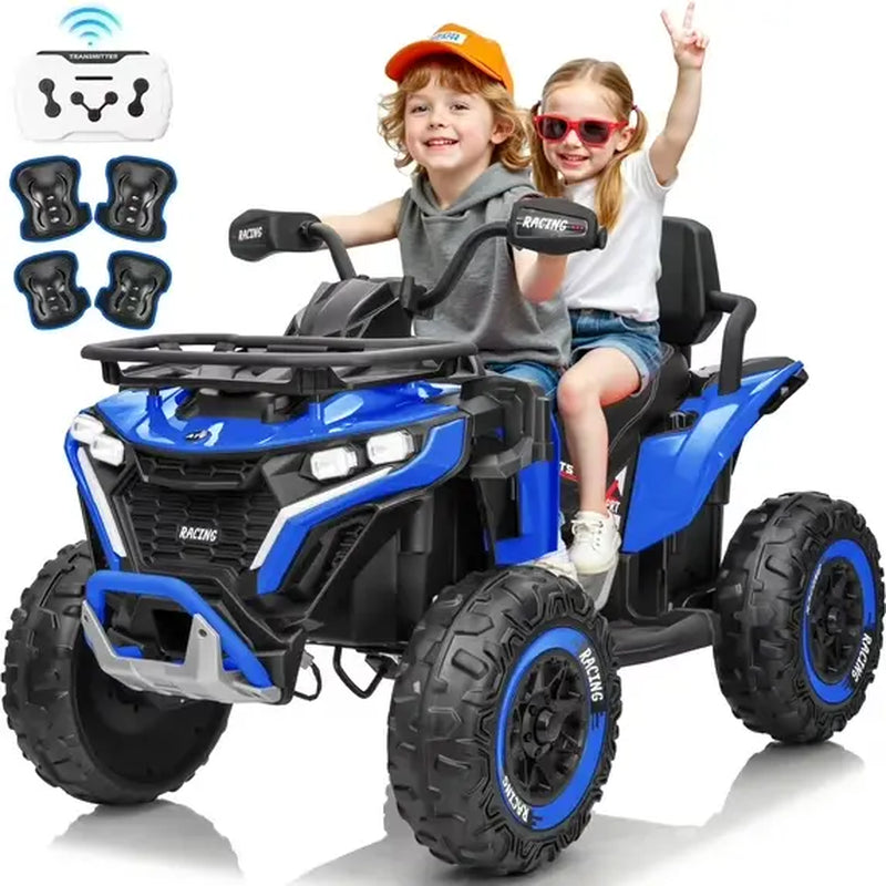 JOYRACER 24V 4WD Ride on ATV for Kids with Music, 800W with 2 XL Seater for Toddlers, EVA Tires Battery Powered Car, Remote Control, Knee Pad, Bluetooth, Toys Car for Big Kids, Perfect Gift for Boys and Girls Aged 3-8