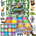 Bath Bombs for Kids with Surprise Inside, 12 Bubble Bath Fizzies with Toys | Bath Fizzies with Jungle Animal Toys, Moisturizing, Gentle & Kids Safe, Rainbow Spa Bath Fizz, Birthday Gifts for Boys Girls