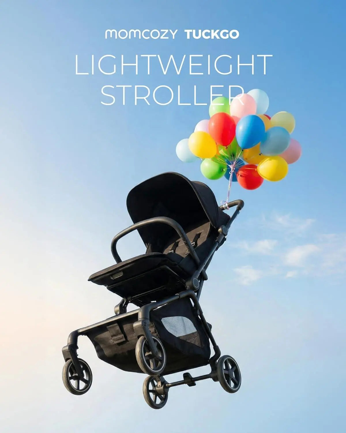 Momcozy Tuckgo Lightweight Travel Stroller, One Click Fold for Toddlers 6M-3Y, 33L Bottom Storage, Compact Easier Air Travel, Travel Bag Included, 3-Position Recline, UPF 50+ Canopy, 5-Point Harness
