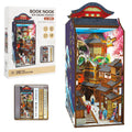 Edo Sakura Journey 3D Wooden Book Nook DIY Kit with LED Lights, High-Quality Pre-Cut Wooden Pieces, Cherry Blossom Bookshelf Insert & Bookend Decoration, Japanese-Inspired House Decor, Collectible for 12+ Years, Birthday Gift (Requires Batteries)