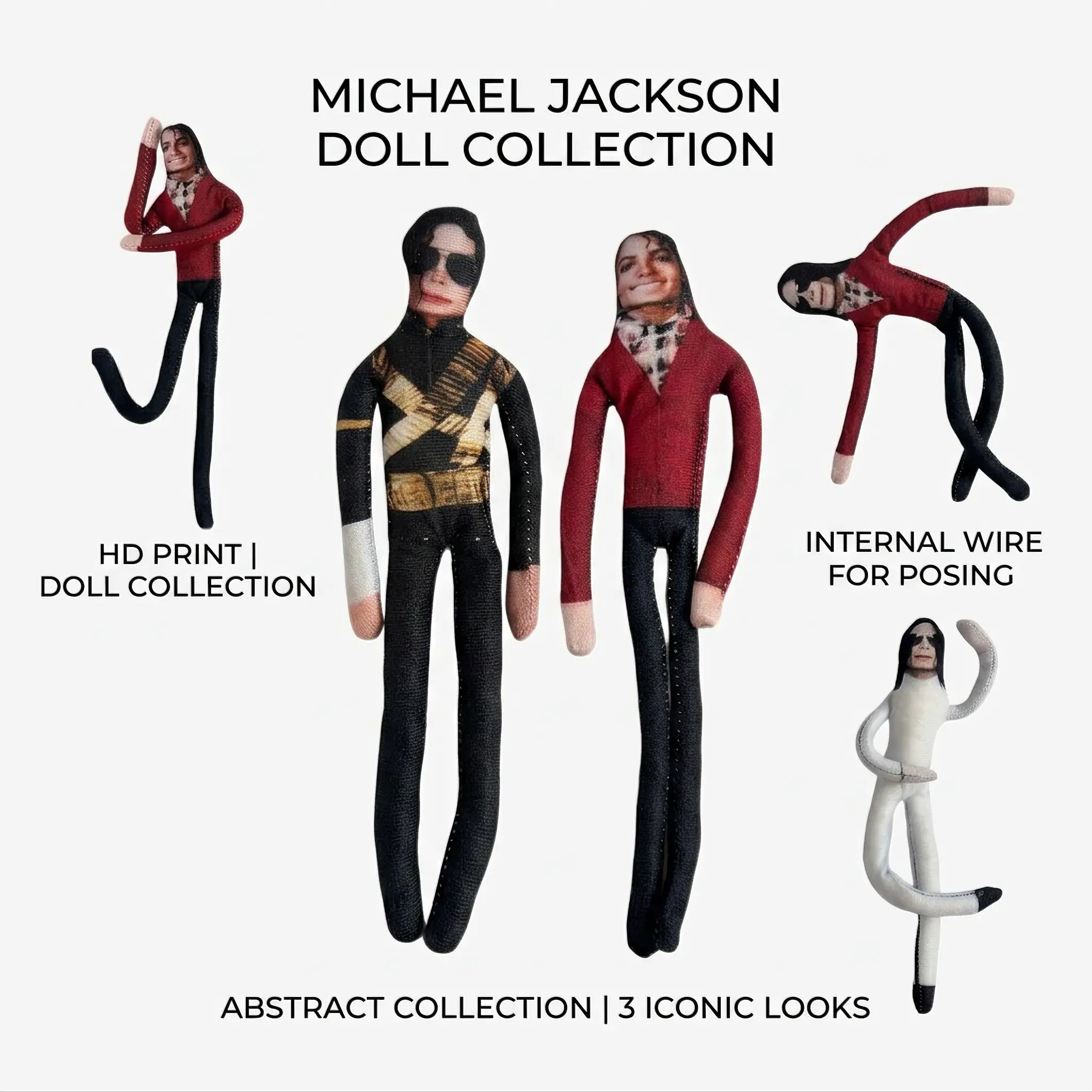 28Cm Music Legend Inspired Poseable Skeleton Figurine Doll Ornaments, Wire-Skeleton Stuffed Artistic Collectibles, Double-Sided Printed Signature Art Doll Ornaments, Pop Culture Fan Gift & House Decoration