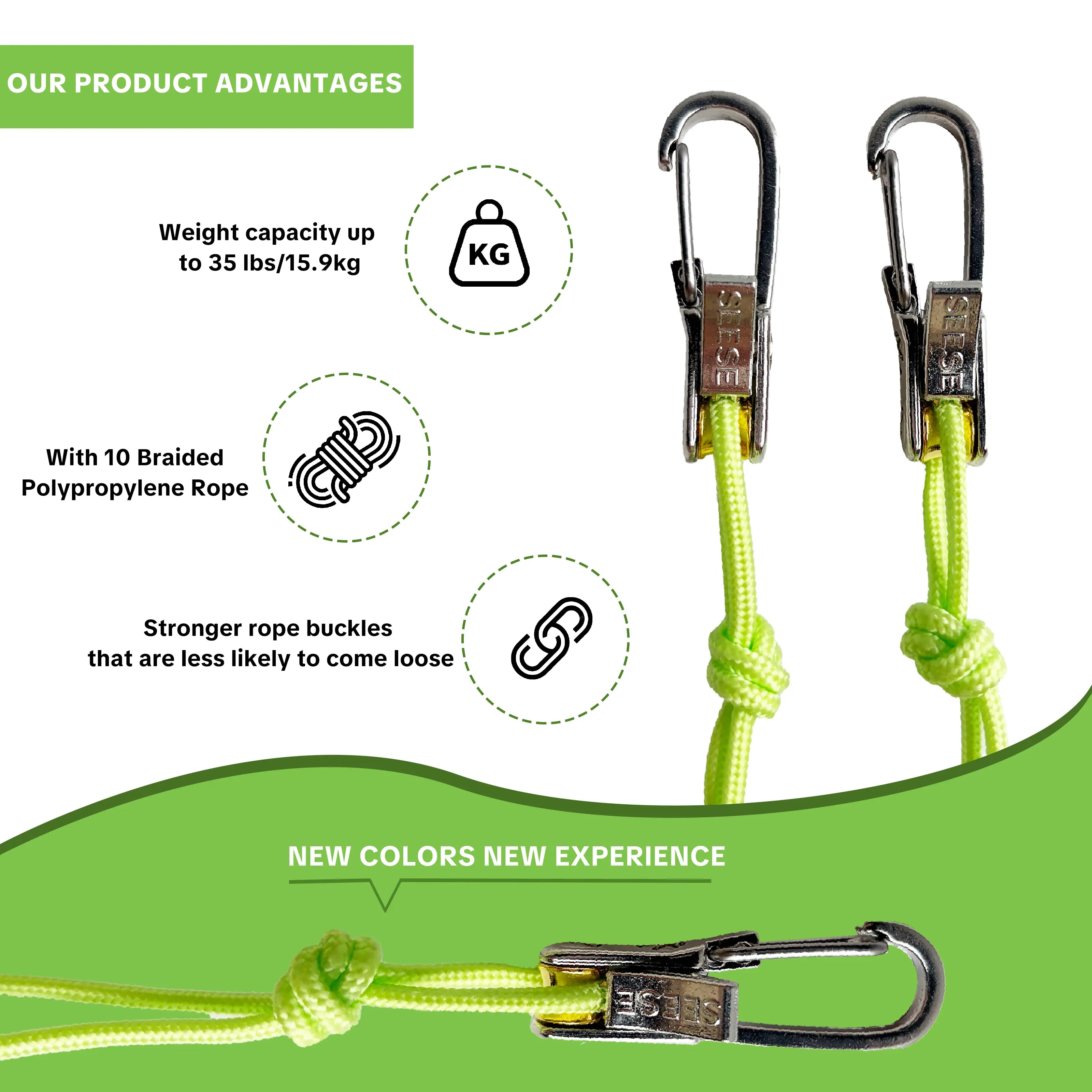 SEESE Retractable Buckle Rope-Adjustable Ropes 2026 New Rope Roller with Accessory Cord - Easy Secure Tie down for Outdoor,Camping, Marine Rope,And Boating Guy Lines ,Tools Gadgets,Truck Stuff ,Car Essentials