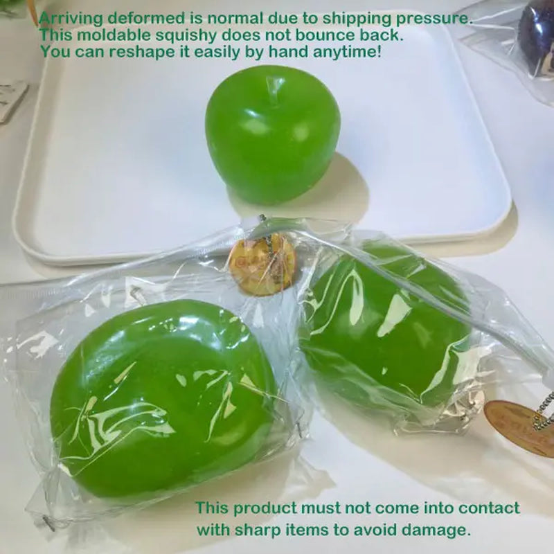 Green Apple Squishy Stress Balls Sensory Fidget Toy, Handmade Green Apple Mochi Ball, Soft Fidget Toy for Stress Anxiety Relief, Gift for Birthday Party Favors