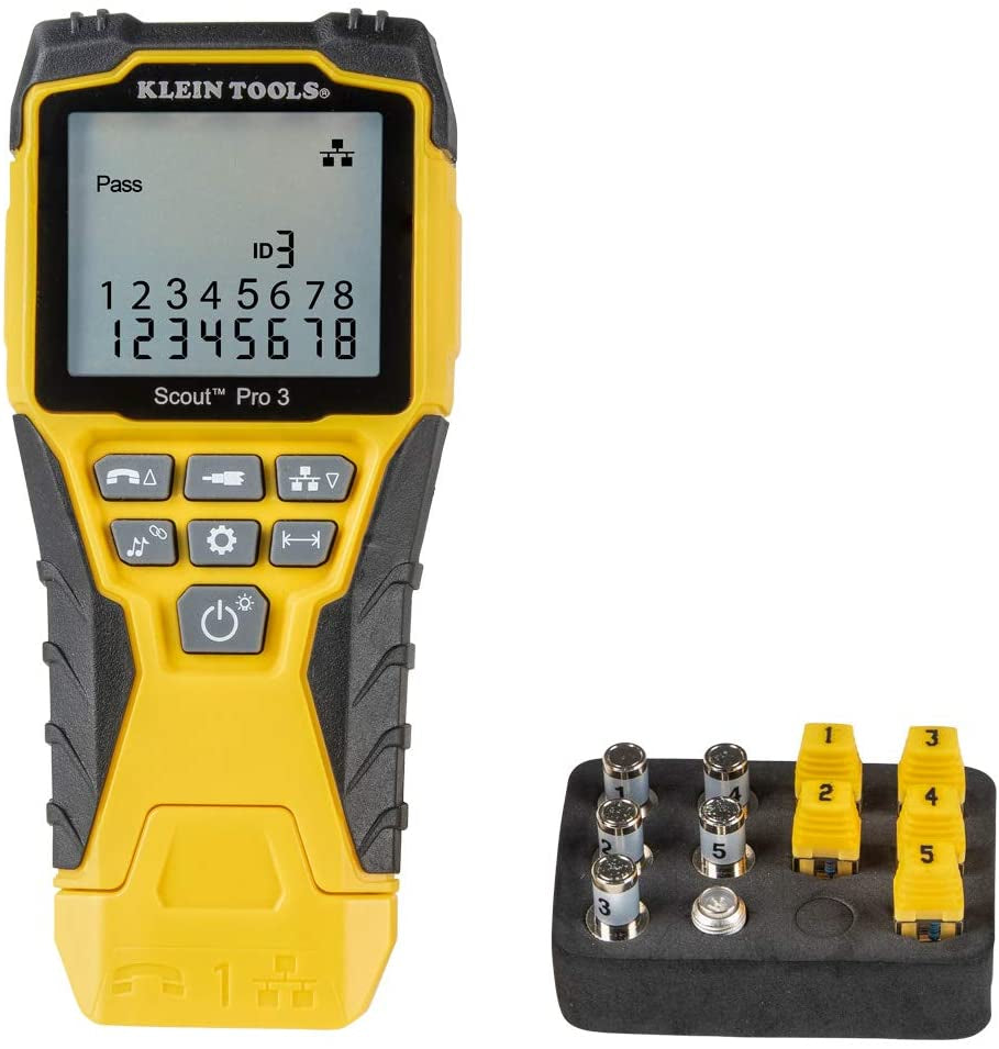 Klein Tools VDV501-851 Cable Tester Kit with Scout Pro 3 for Ethernet / Data, Coax / Video and Phone Cables, 5 Locator Remotes