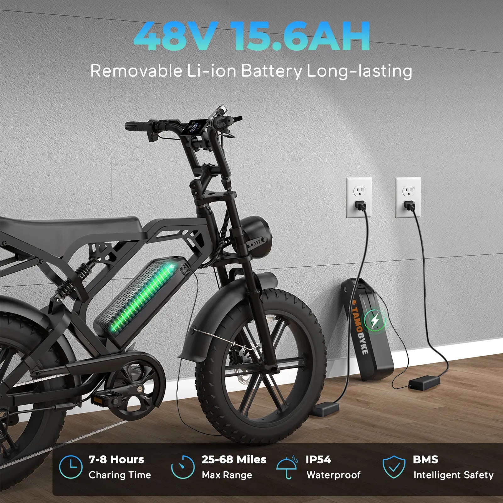 【NEW】TAMOBYKE Moped Style 1500W/2000W E-Bike,Max Speed 30Mph/34Mph,34-80Miles PAS Range,48V15.6Ah/20.8Ah Battery,Built-In Alarm,Color LCD Display, Support Cruise Control, Setting Speed Limit, NFC & Password Unlock, 20'' Fat Tire，Ul Safety Certified.