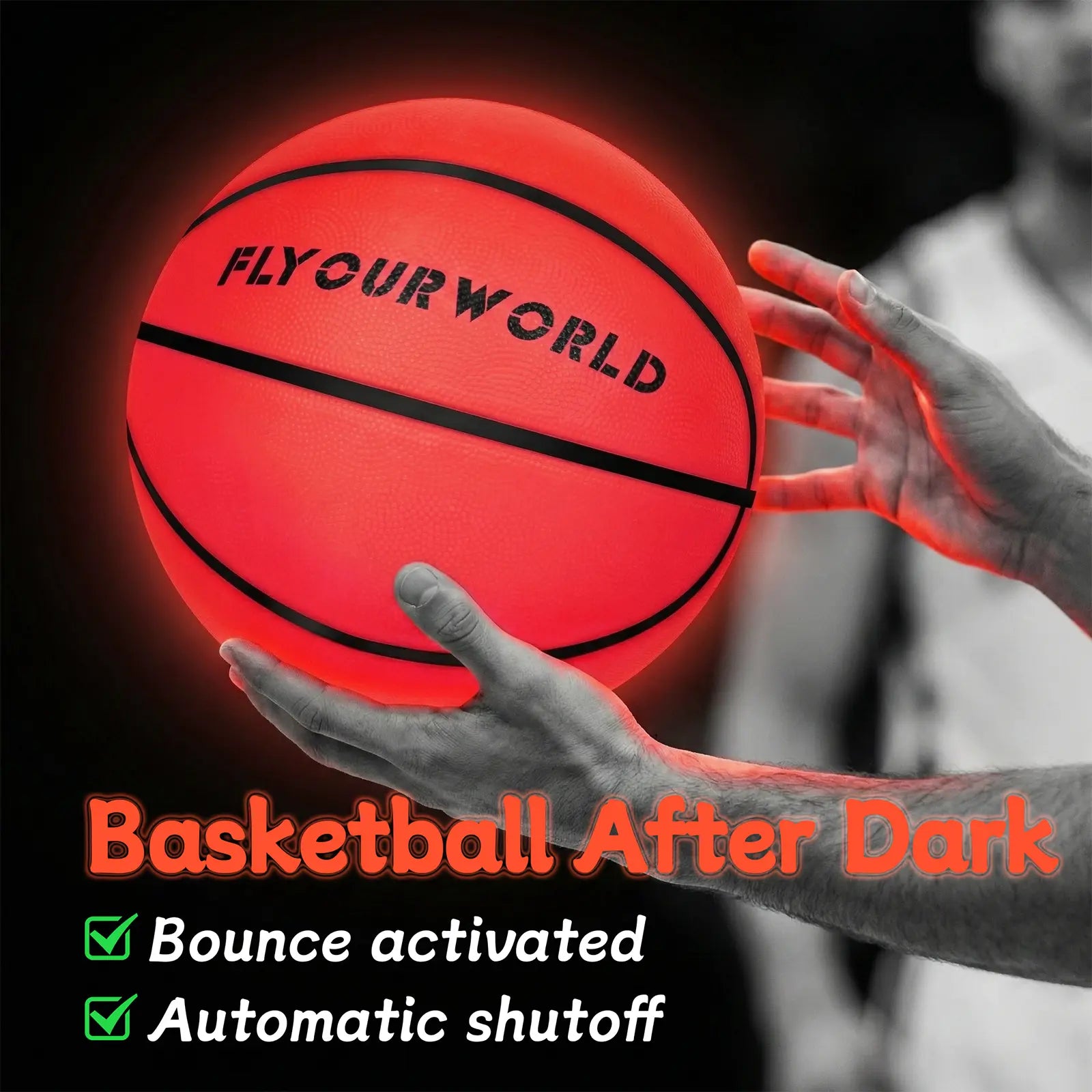 Light up LED Basketball, Glow in the Dark, Sizes 7 Light up Ball for Kids, Teens & Adults, Red Glow for Outdoor Games, Sports, Birthday Gifts Ideas for Boys