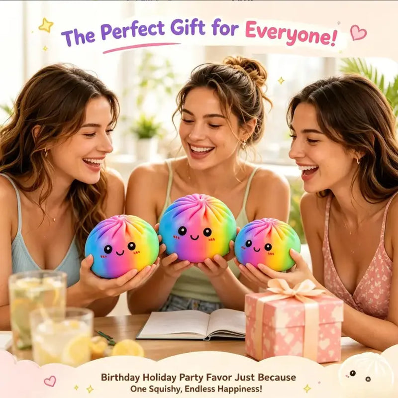 New Giant Glitter Rainbow Dumpling Squishy - 25Cm/15Cm Sizes, Foam Material, Ultra Soft Slow Rebound, Adorable Fidget Toy, Anxiety Relief Sensory Stress Reliever for Kids, Birthday Gift (No Box), Squishies, Fidget Toys