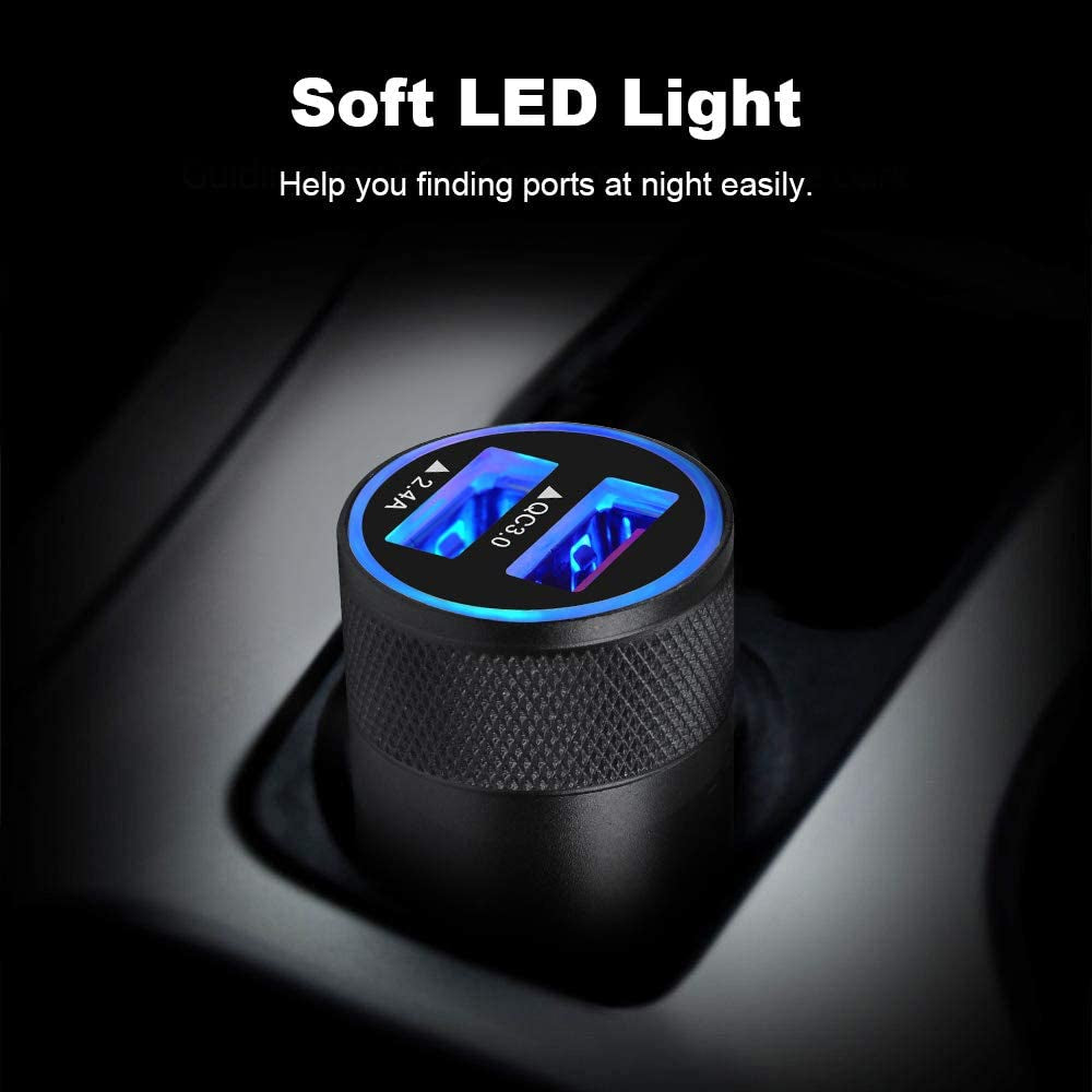 Fast Car Charger, Quick Charging 5.4A/30W Phone USB Adapter Rapid Plug | 2 Port Cigarette Lighter Auto Charger Flush Compatible Samsung, Tablet, Iphone, Ipad, LG, Automobile