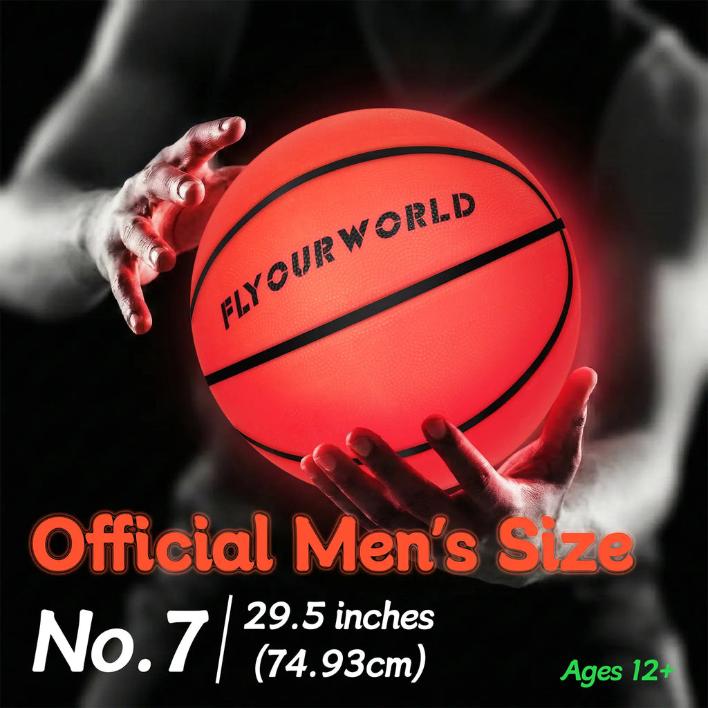 Light up LED Basketball, Glow in the Dark, Sizes 7 Light up Ball for Kids, Teens & Adults, Red Glow for Outdoor Games, Sports, Birthday Gifts Ideas for Boys