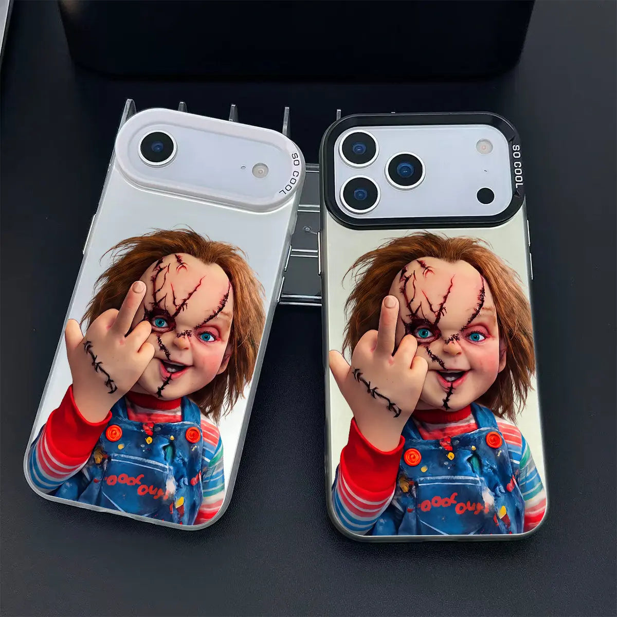 Chucky Creepy Gesture Pattern Shockproof Phone Case for Iphone 7 8 X XR 11 12 13 14 15 16 17 Pro Max plus AIR 17E Protecitved Cover, Halloween Horror Movie