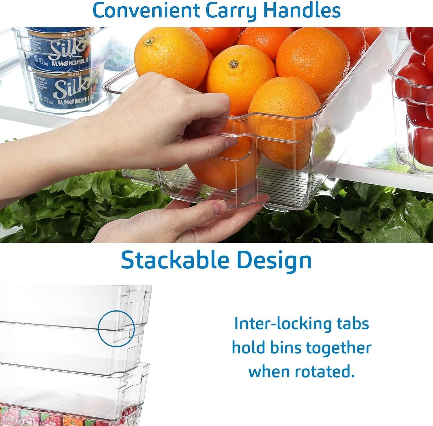 Fridge Organizer - 14 Piece Refrigerator Organizer Bins - Stackable Freezer Organizer - Clear Refrigerator Organizer - Acrylic Fridge Bins, (VDS-SB-BIN-14SET)