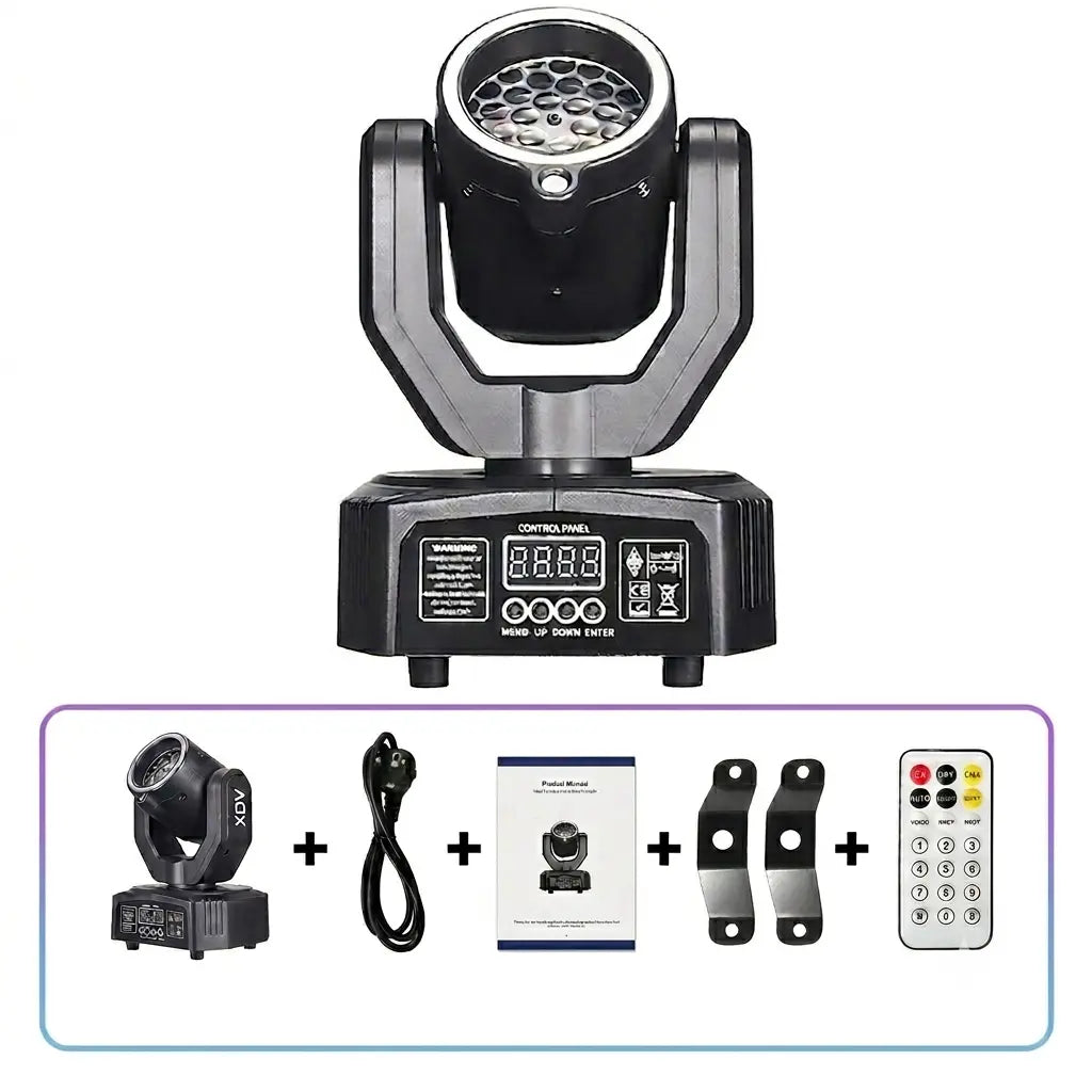 XDV 32W Mini Moving Head Light, 3-In-1 RGBW Bee Eye DJ Stage Lights with Green Laser & Halo Effect, Sound Activated DMX Control for Party Disco Wedding Ktv，Halloween Party