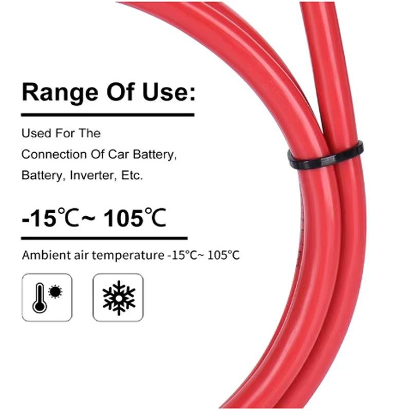 VILASTING Battery Inverter Cable Set with Terminals 8/6AWG Stranded Copper Cord Solar Power Connection Wire with Lug