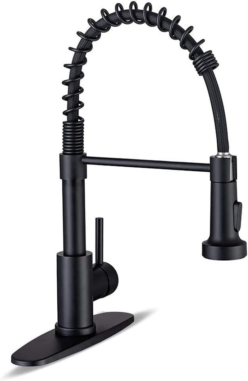 Pull-Down Kitchen Faucet, 2-Mode Sprayer, Matte Black, High Arc | 17-Inch Height, 360 Swivel, Deck Plate, SUS304, Fits 1- or 3-Hole Sinks, Ceramic Cartridge, Easy-Clean Nozzles
