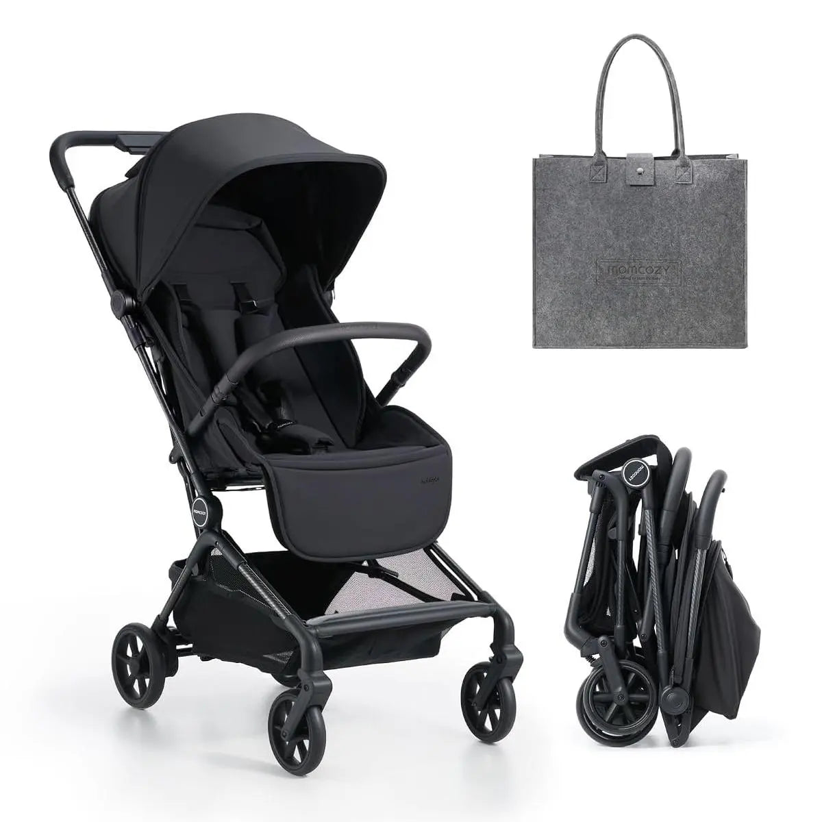 Momcozy Tuckgo Lightweight Travel Stroller, One Click Fold for Toddlers 6M-3Y, 33L Bottom Storage, Compact Easier Air Travel, Travel Bag Included, 3-Position Recline, UPF 50+ Canopy, 5-Point Harness