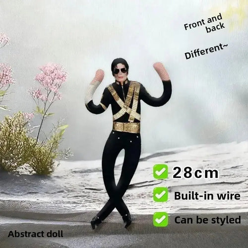 11 Inch Michael Jackson Role-Playing Prop Doll, Plush Toy, Abstract Jointed Figure for Room Decor, Gift Idea, Trendy Character Accessory（6Pcs)