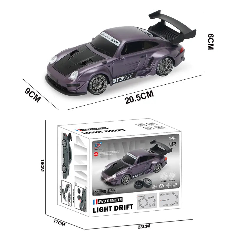 UDROLL 1:20 Scale 4WD RC Drift Car with LED Lights - 2.4Ghz High Speed Remote Control Widebody Sports Racing Car, Fast Rc Car, Toy