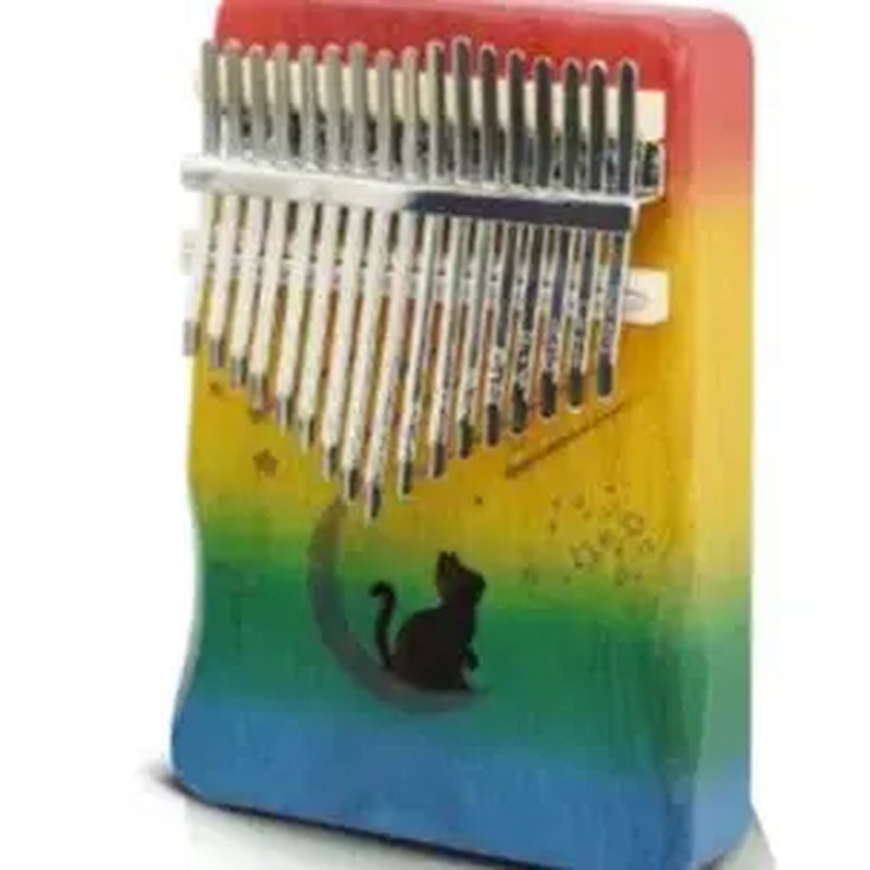 Kalimba Thumb Piano 17 Keys, Portable Mbira Finger Piano Gifts for Kids and Adults Beginners Wood,Summervibes