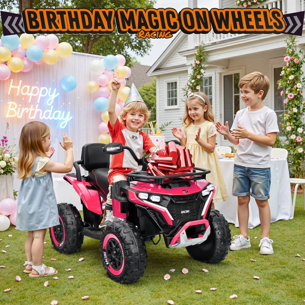 JOYRACER 24V 4WD Ride on ATV for Kids with Music, 800W with 2 XL Seater for Toddlers, EVA Tires Battery Powered Car, Remote Control, Knee Pad, Bluetooth, Toys Car for Big Kids, Perfect Gift for Boys and Girls Aged 3-8