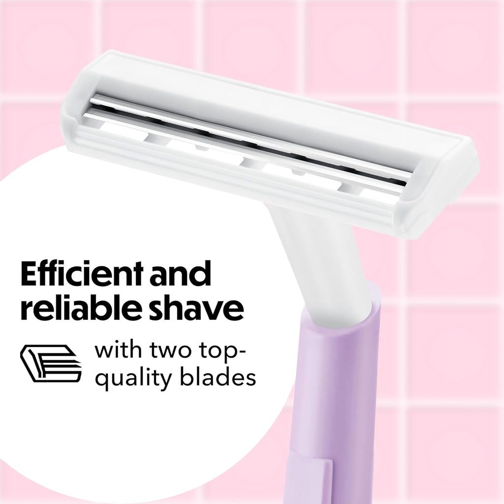 Silky Touch Womens Disposable Razors, 2-Blade, Travel Covers, 40-Pack