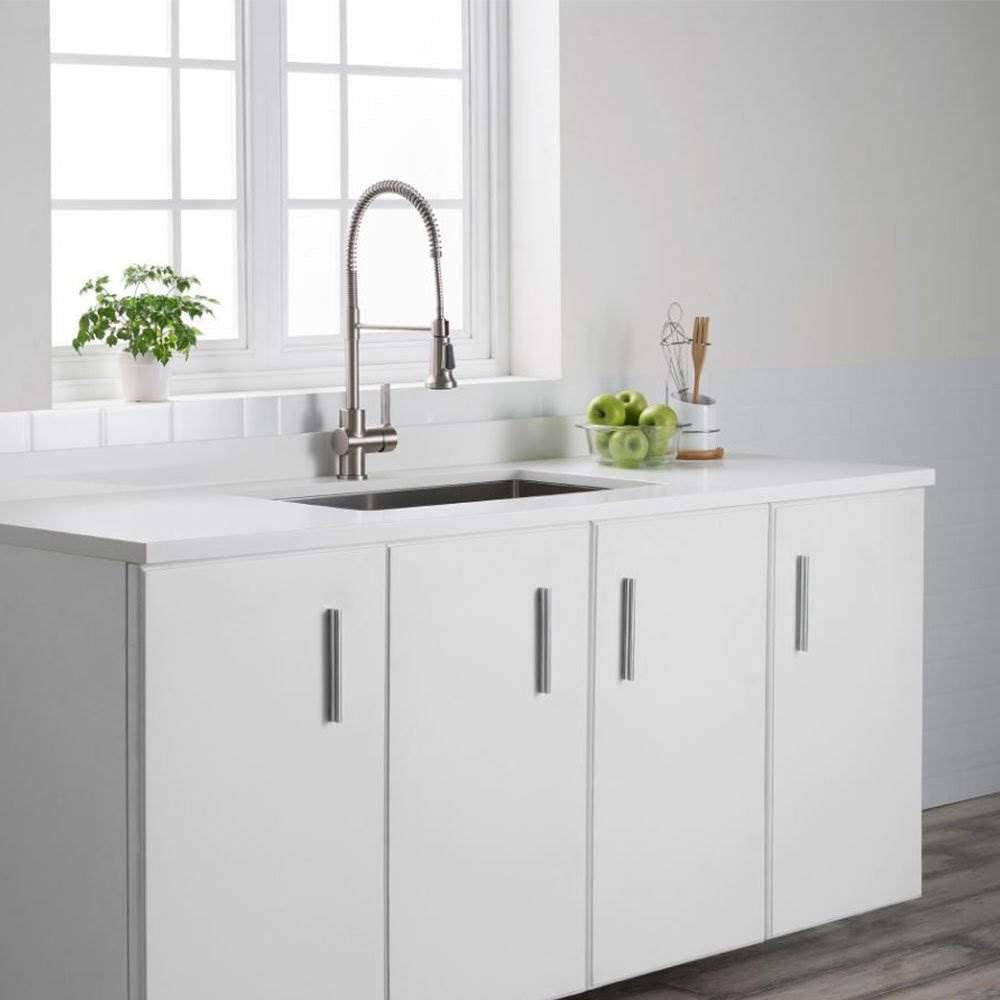 KRAUS Spot Free Stainless Steel Pre-Rinse Kitchen Faucet KPF-1690SFS | Heavy-Duty Open Coil Spring Spout, 3-Function with Pause Button, Docking Arm with Holder, Optional Deck Plate Included