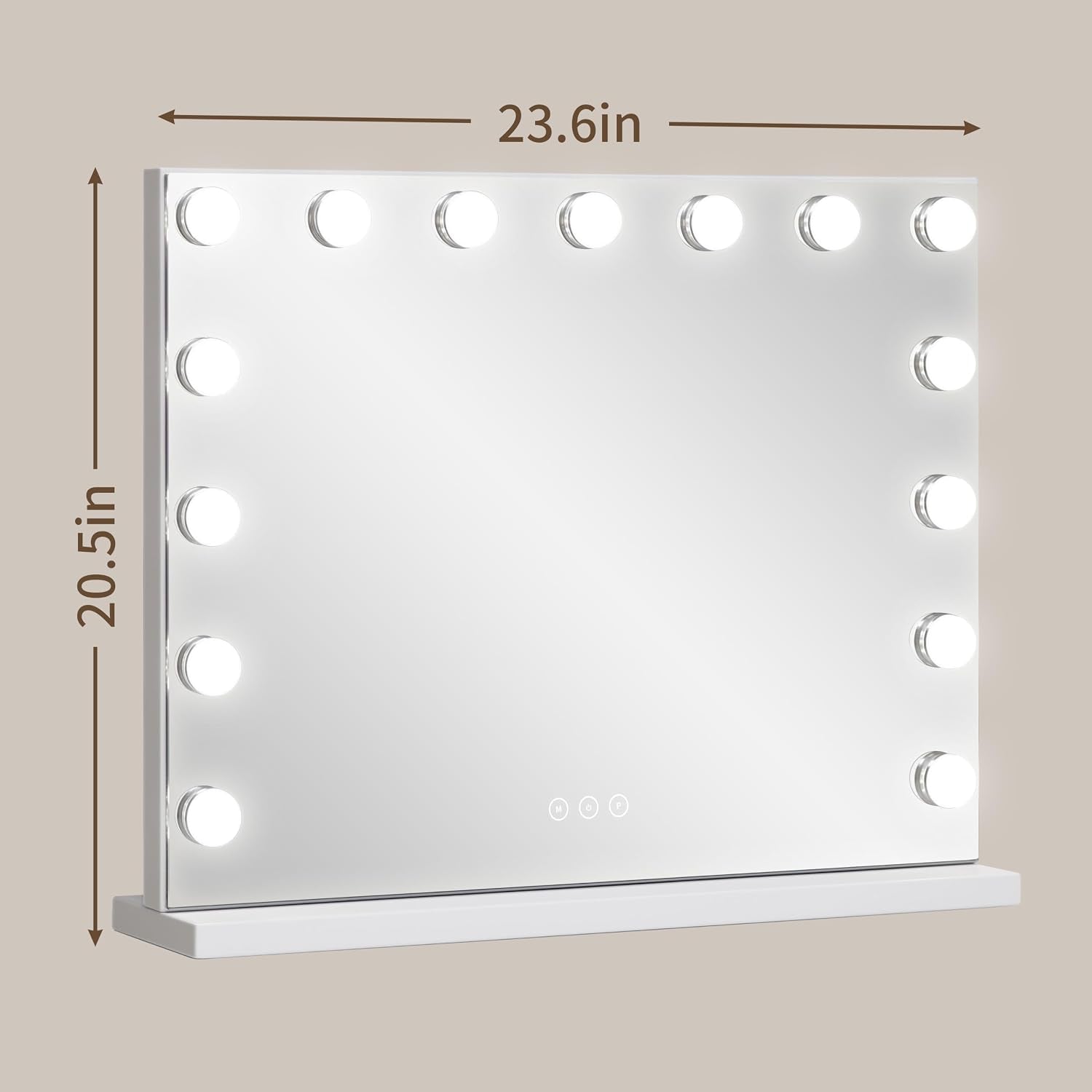 Vanity Mirror with Lights,Makeup Mirror with 17 Dimmable LED Bulbs, 3 Color Lighting Modes Detachable 10X Magnification Mirror Touch Control, 23.6X19,7 Inch, White