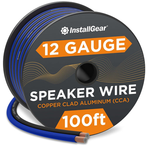 12 Gauge Speaker Wire (100Ft - Blue/Black) - Car & Home Speaker Cable for Stereos, Theater, Radio, Outdoor Use