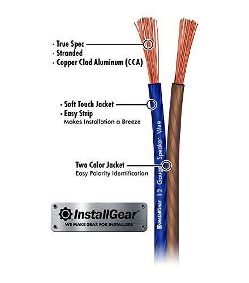12 Gauge Speaker Wire (100Ft - Blue/Black) - Car & Home Speaker Cable for Stereos, Theater, Radio, Outdoor Use