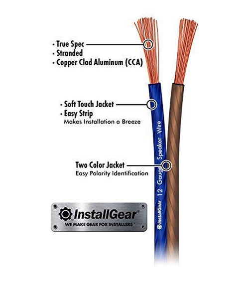 12 Gauge Speaker Wire (100Ft - Blue/Black) - Car & Home Speaker Cable for Stereos, Theater, Radio, Outdoor Use