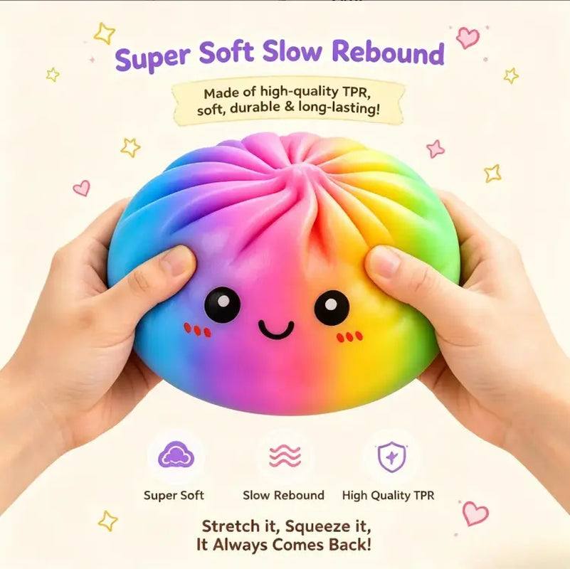 New Giant Glitter Rainbow Dumpling Squishy - 25Cm/15Cm Sizes, Foam Material, Ultra Soft Slow Rebound, Adorable Fidget Toy, Anxiety Relief Sensory Stress Reliever for Kids, Birthday Gift (No Box), Squishies, Fidget Toys