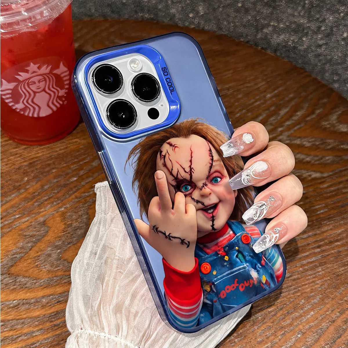 Chucky Creepy Gesture Pattern Shockproof Phone Case for Iphone 7 8 X XR 11 12 13 14 15 16 17 Pro Max plus AIR 17E Protecitved Cover, Halloween Horror Movie
