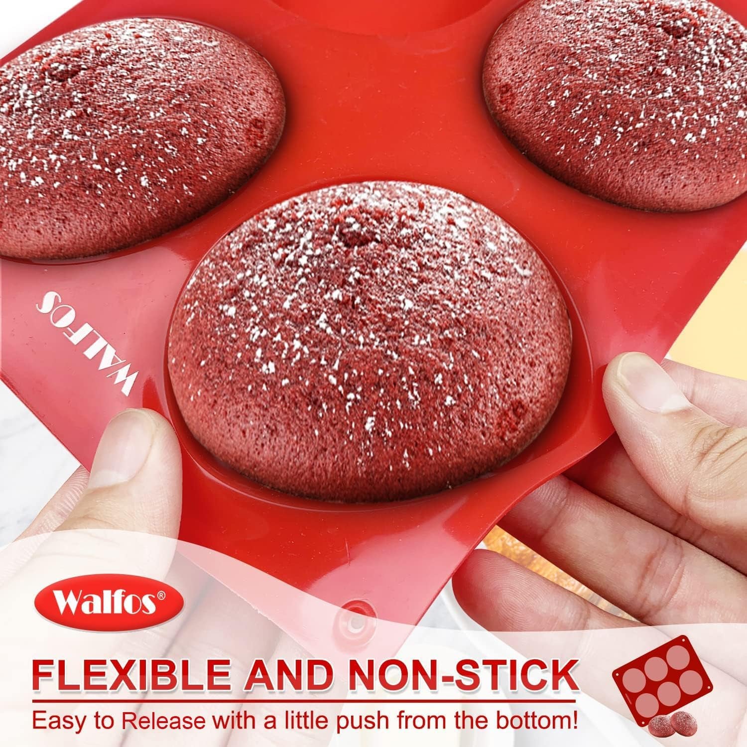 Silicone Whoopie Pie Baking Pans, 2 Pcs Non-Stick Muffin Top Pan. Food Grade and BPA Free Silicone, Great for Muffin, Eggs, Tarts and More, Dishwasher Safe