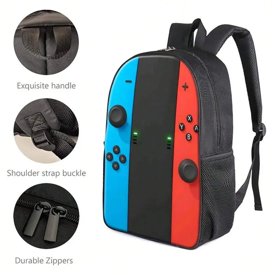 Game Controller - Inspired 3 - Piece Bag Set, Perfect for Gamers, School & Gaming Trips, Ideal for Back - to - School & Gaming Tournaments, Includes Backpack, Crossbody & Pouch, 17In Bookpack