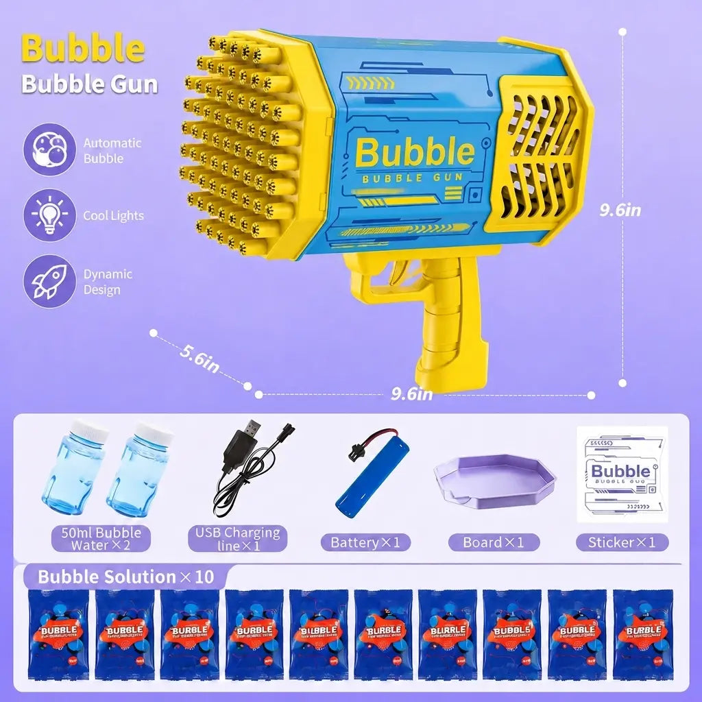 Unisex Handheld Automatic Bubble Machine Gun Toy - No Batteries Required, 4+ Yrs Kids Cool Toys, Bubble Maker for Summer Beach Birthday Gatherings