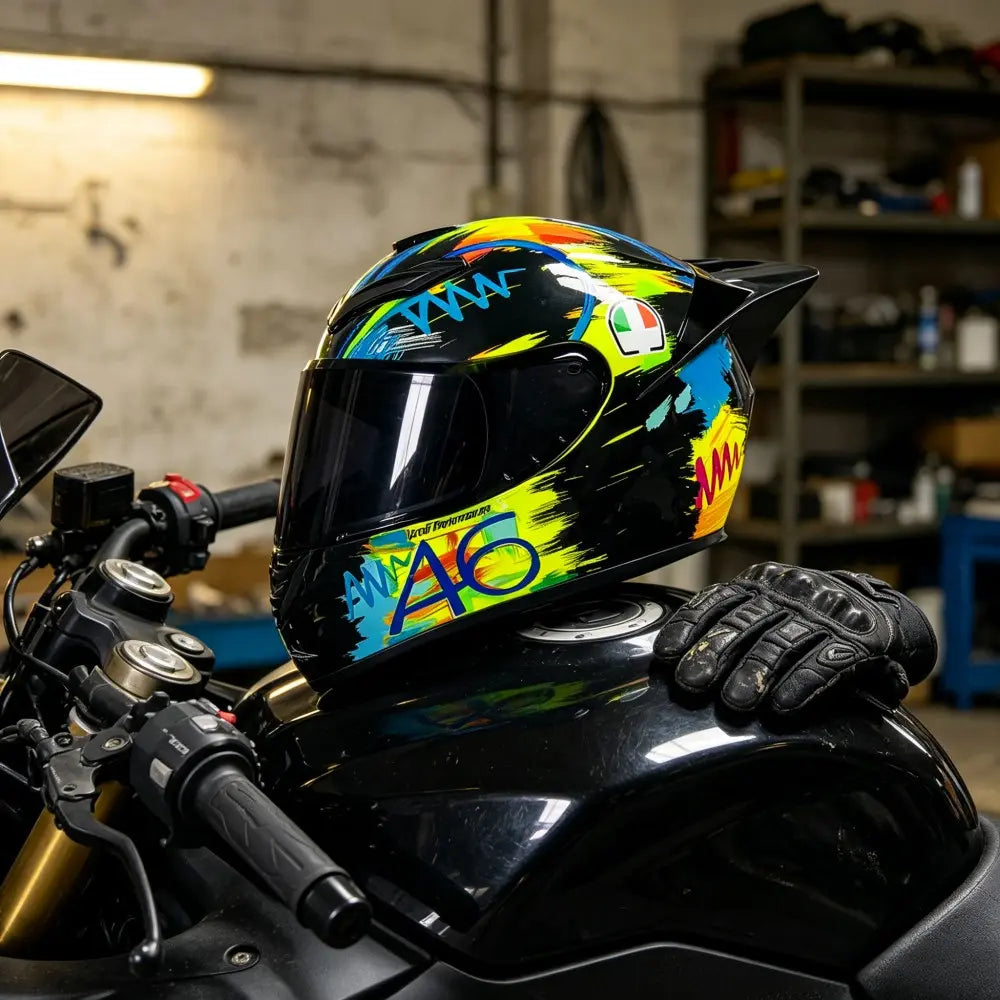 Unisex Motorcycle Helmet with Aerodynamic Rear Wing, Full Coverage Racing Helmet for Men and Women, Stylish and Functional Design, Racing Safety Helmet