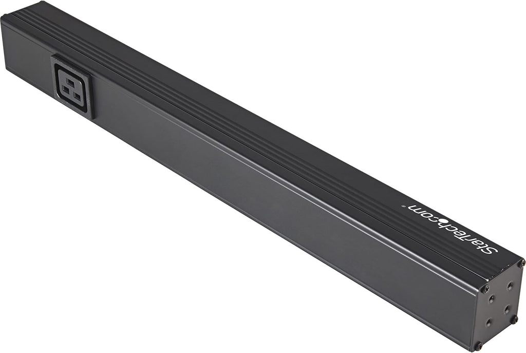 Startech 10-Outlet 1U PDU, 125V/16A, UL, 8Ft Cord, TAA (RKPW101920) | NEMA 5-20P Input, 10X NEMA 5-15/20R Outlets, 20A Breaker, Front Switch, Fits 2-Post and 4-Post Racks