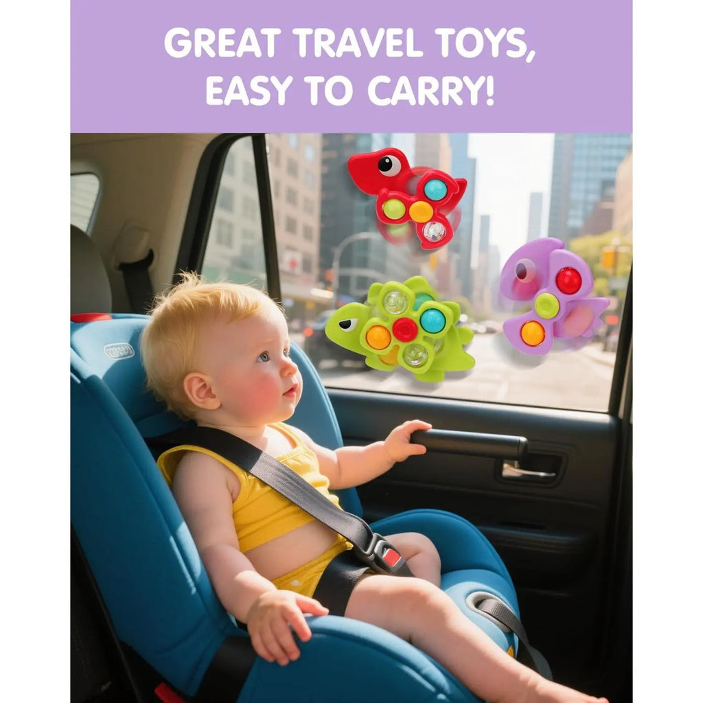 3PCS Dinosaur Suction Cup Toys for 1 Year Old Boys Girls | Sensory Baby Bath Toys for Toddlers 1-3 | Infant Travel & Window Toys | Birthdaybest-Selling Accessories