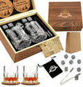 Whiskey Stones Gift for Men, Whiskey Glasses Set of 2 with Premium Wood Box | 8 Granite Chilling Whiskey Rocks, Scotch Bourbon Gifts for Men Him Dad Husband Boss, Ideal for Fathers Day, Birthday, Holiday