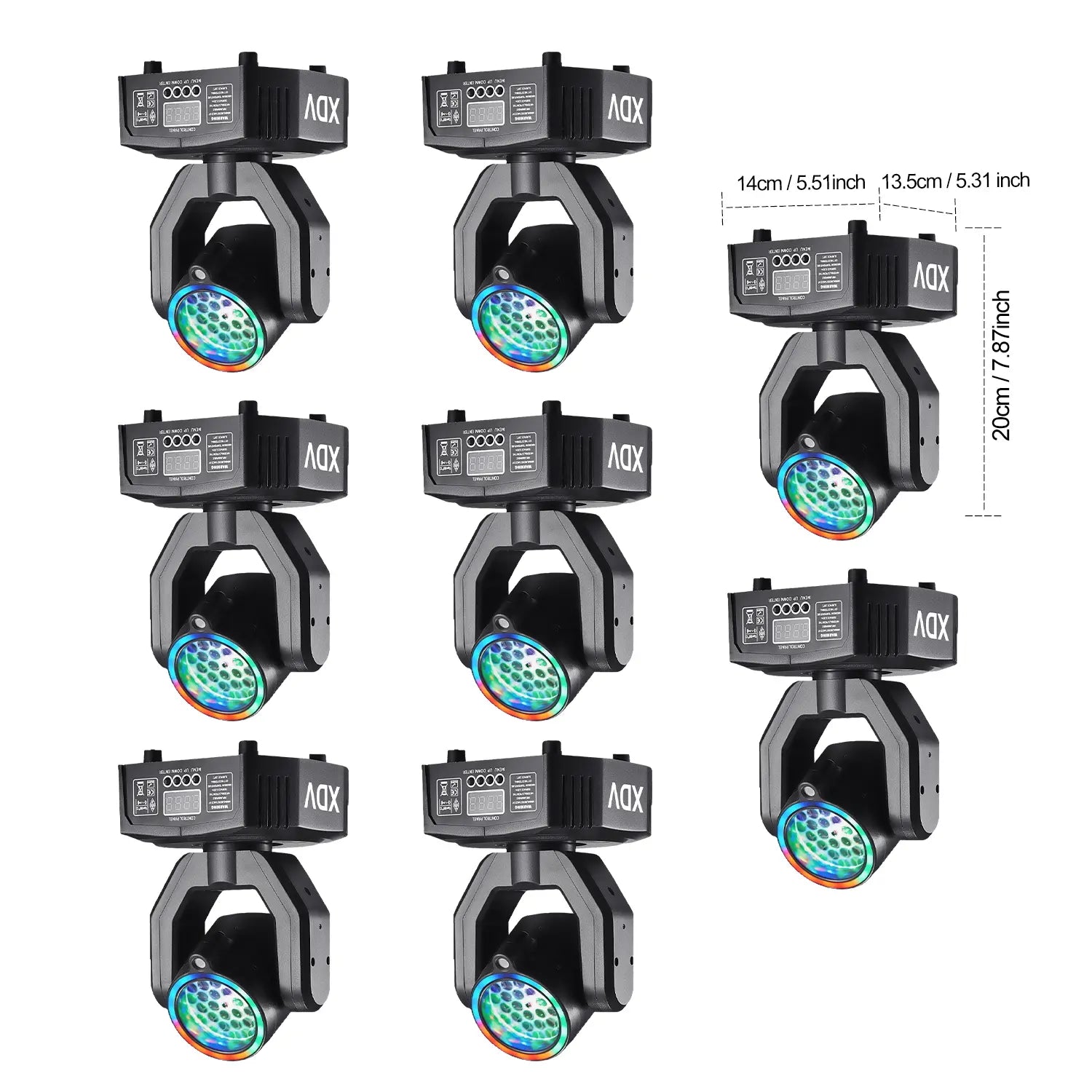 XDV 32W Mini Moving Head Light, 3-In-1 RGBW Bee Eye DJ Stage Lights with Green Laser & Halo Effect, Sound Activated DMX Control for Party Disco Wedding Ktv，Halloween Party