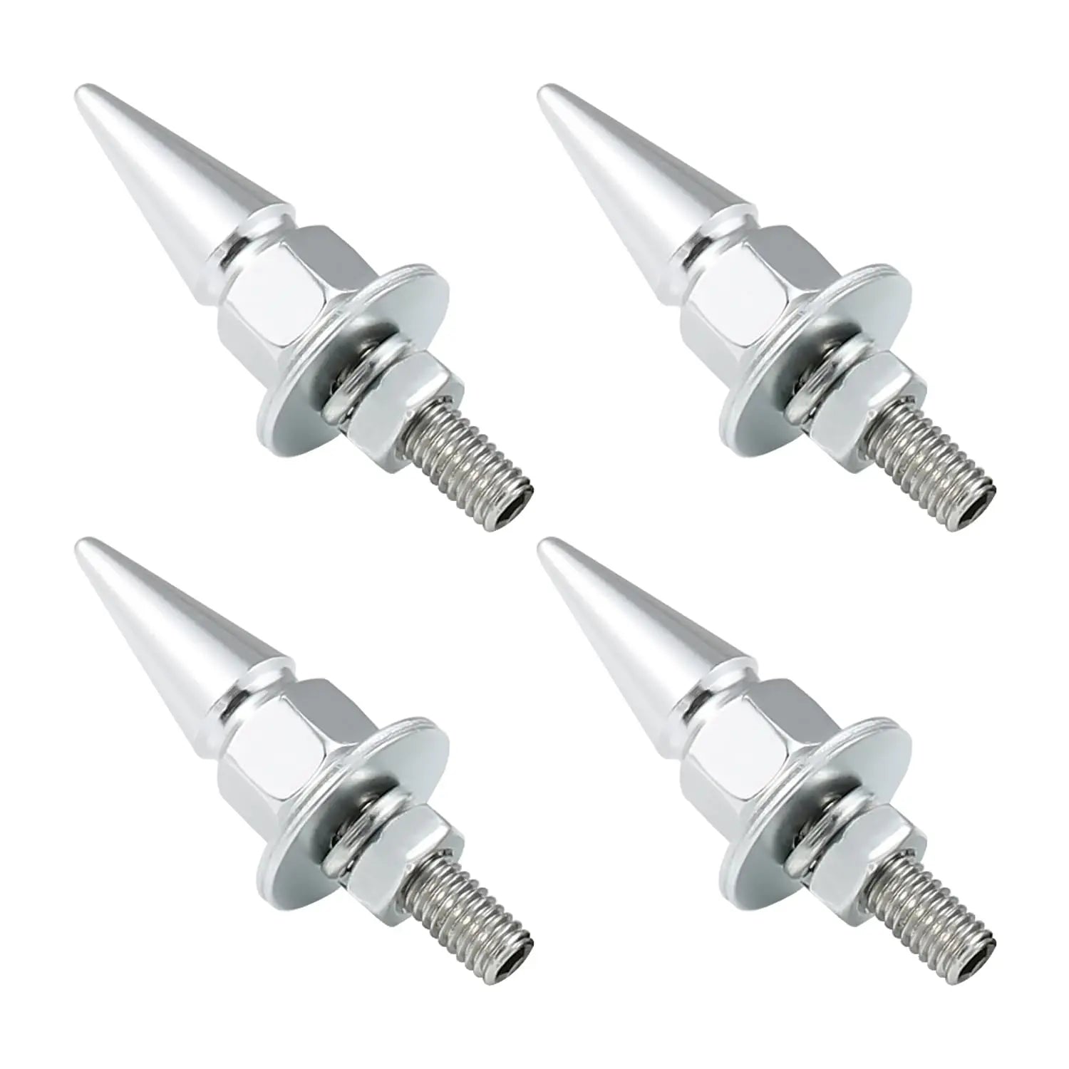 Spike License Plate Bolts 4PCS, JDM Style Car Modification Upgrade, Chrome Decorative Tag Screws with Lock Nuts, Universal Fit for Cars Trucks Suvs