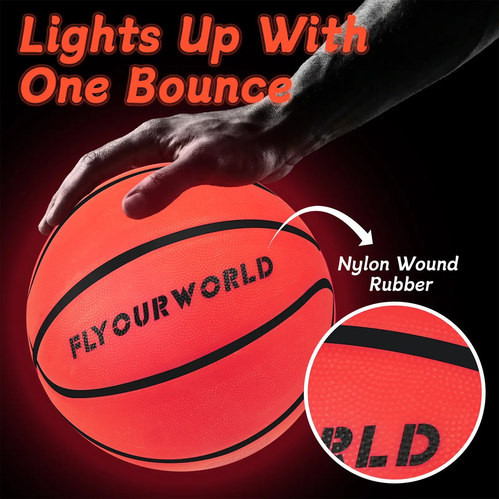 Light up LED Basketball, Glow in the Dark, Sizes 7 Light up Ball for Kids, Teens & Adults, Red Glow for Outdoor Games, Sports, Birthday Gifts Ideas for Boys