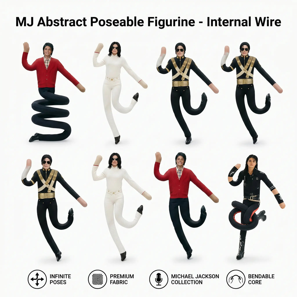 28Cm Music Legend Inspired Poseable Skeleton Figurine Doll Ornaments, Wire-Skeleton Stuffed Artistic Collectibles, Double-Sided Printed Signature Art Doll Ornaments, Pop Culture Fan Gift & House Decoration
